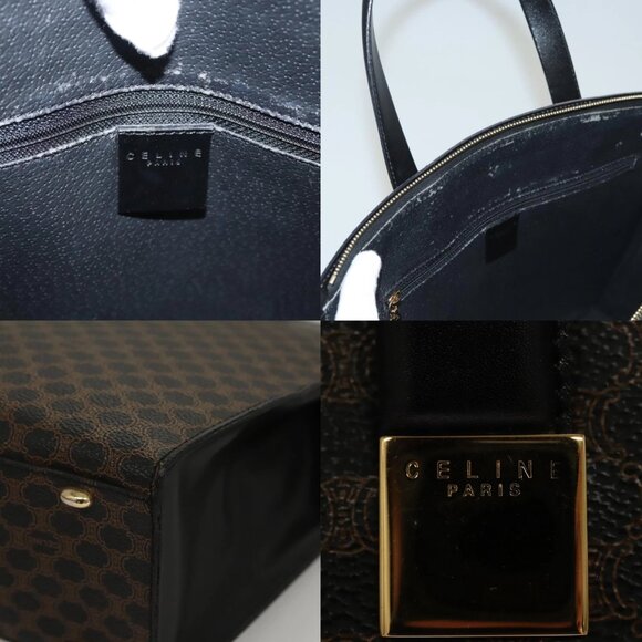 CELINE Macadam Canvas Hand Bag PVC Leather Brown Gold Auth - Picture 13 of 15
